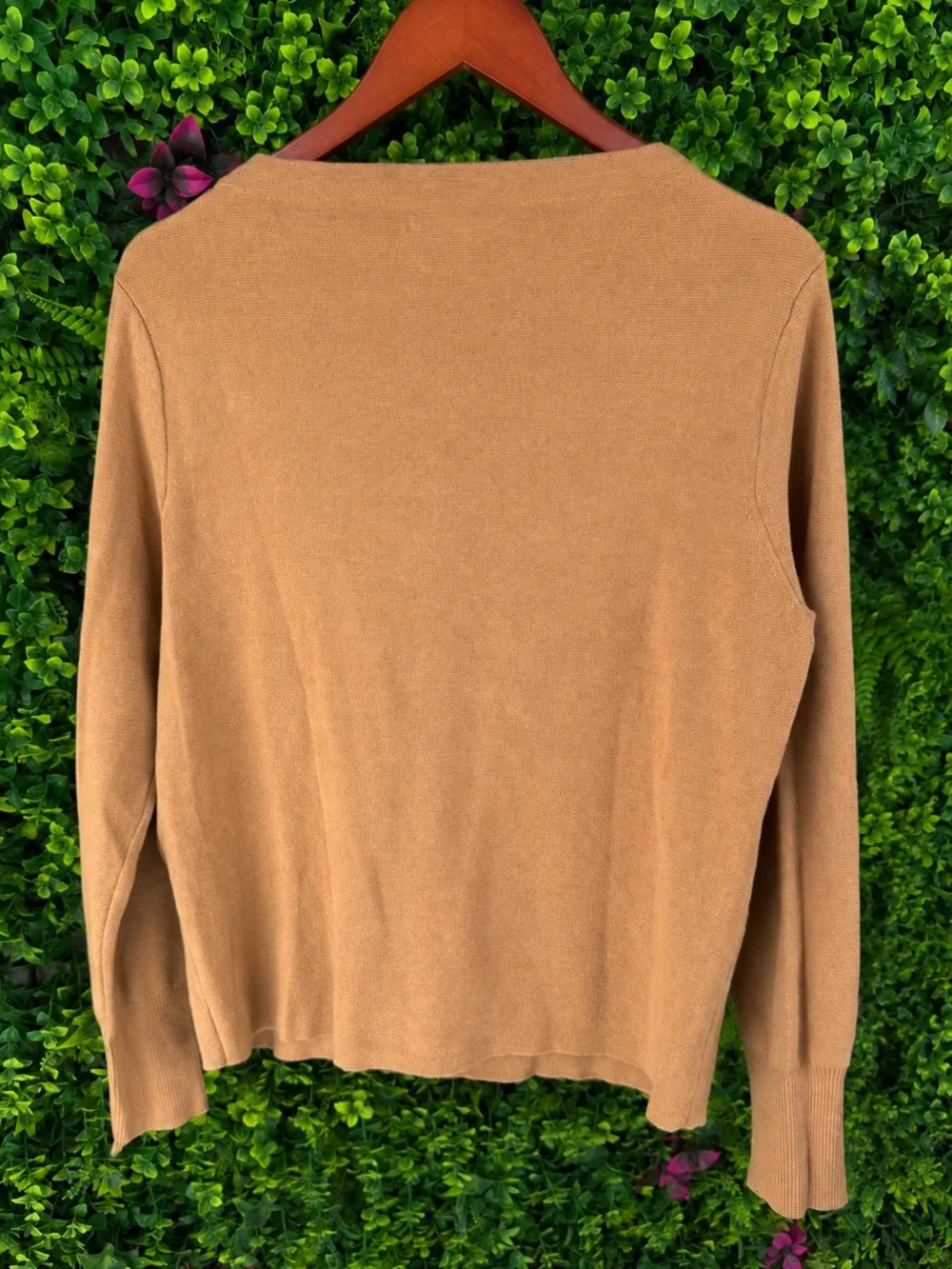J.Crew XL Merino Wool Cotton Sweater Camel Tan Boatneck Quiet Luxury Classic